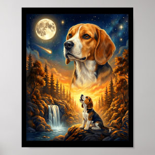 Huilend naar de maan meme dier hond beagle poster