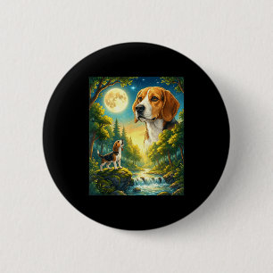 Huilend naar de maan meme dier hond beagle ronde button 5,7 cm
