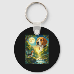 Huilend naar de maan meme dier hond beagle  sleutelhanger