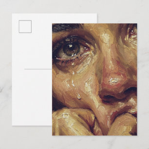 Huilend Portret Olie Schilderij — Getextureerde Em Briefkaart