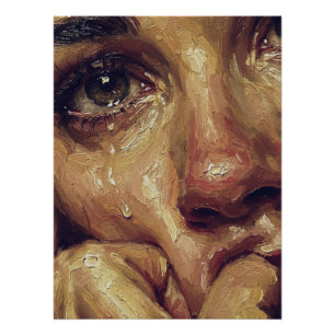 Huilend Portret Olie Schilderij — Getextureerde Em Perfect Poster