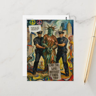 Huilend standbeeld van de Vrijheid Aangehouden Ans Briefkaart