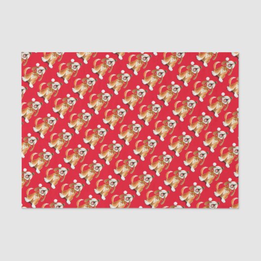 Huilend zingende hond rood kerstweefsel papier (Voorkant)