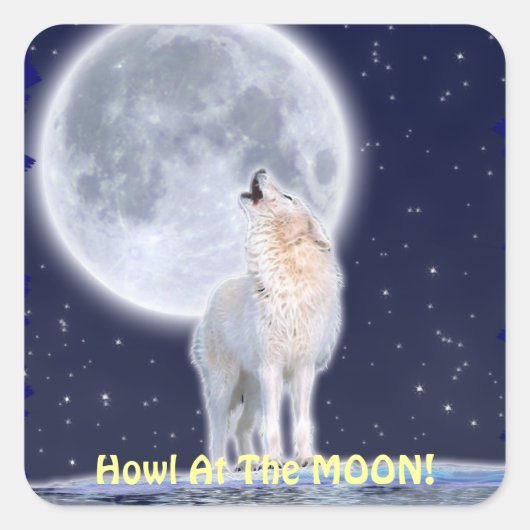 Huilende ARCTIC WOLF & MOON Stickers (Voorkant)
