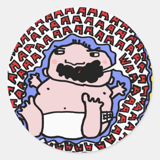 Huilende baby ronde sticker (Voorkant)