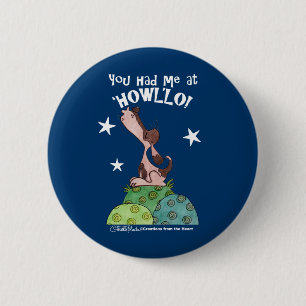 Huilende Basset Hound Night Ronde Button 5,7 Cm