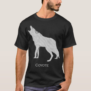 Huilende Coyote Tekening Silhouet Stijl T-shirt