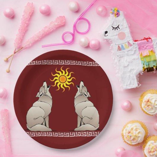 HUILENDE COYOTES ONDER EEN ZUIDWESTELIJKE ZON PAPIEREN BORDJE (Feest)