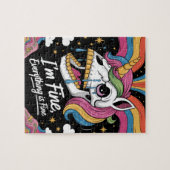 Huilende eenhoorn schedel in prima alles is in ord legpuzzel (Horizontaal)