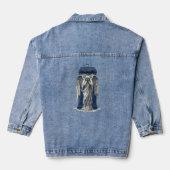 Huilende engel met blauwe politie box 1 denim jacket (Achterkant)