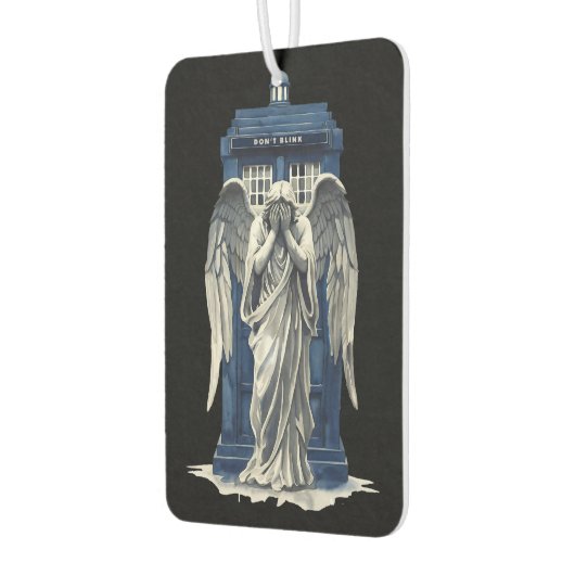 Huilende engel met blauwe politie box 1 luchtverfrisser (Links)