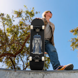 Huilende engel met blauwe politie box 1 skateboard
