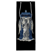 Huilende engel met blauwe politie box 1 wijn cadeautas (Achterkant)