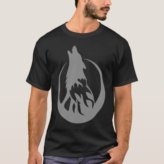 Huilende Grijze Wolf in Halve Maan Wolf T-shirt (Voorkant)
