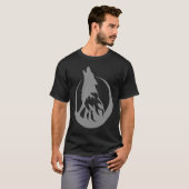 Huilende Grijze Wolf in Halve Maan Wolf T-shirt (Voorkant volledig)