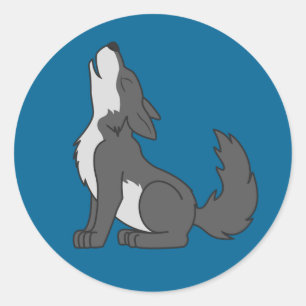 Huilende Grijze Wolf met Natuurlijke Markeringen Ronde Sticker