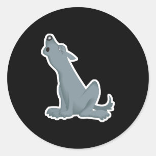 huilende grijze wolf ronde sticker