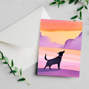 Huilende hond Zwarte Hond Waterverf Silhouetkaar