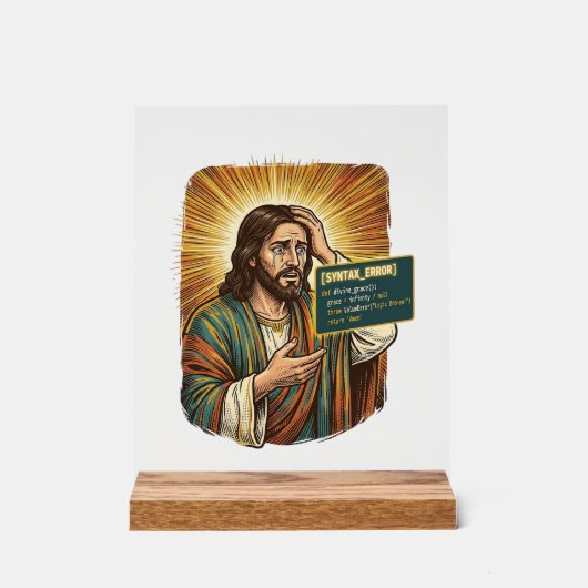 Huilende Jezus Syntaxisfout Codering Programmeur S Acryl Bord (Voorkant)
