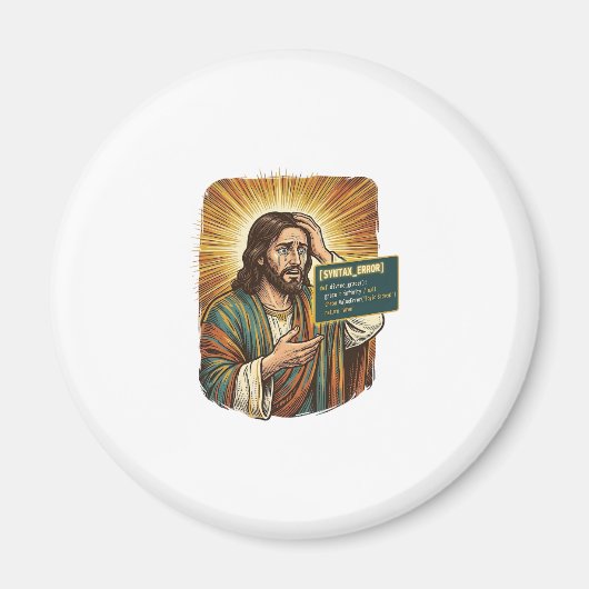 Huilende Jezus Syntaxisfout Codeur Programmeur Sof Magneet (Voorkant)