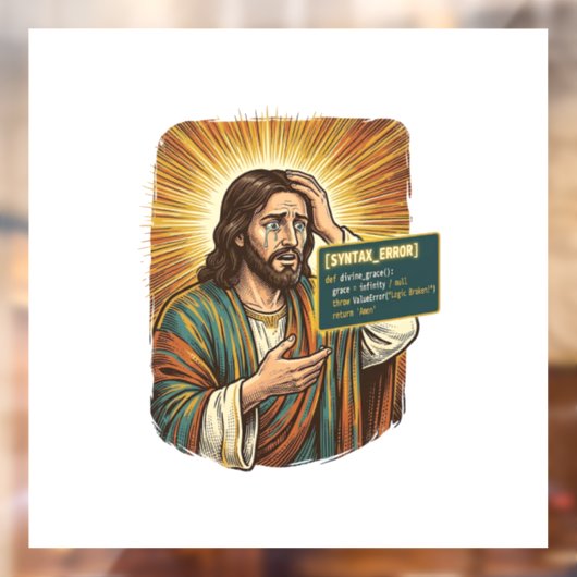 Huilende Jezus Syntaxisfout Codeur Programmeur Sof Raamsticker (Vel 2)