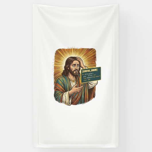 Huilende Jezus Syntaxisfout Codeur Programmeur Sof Spandoek (Verticaal)