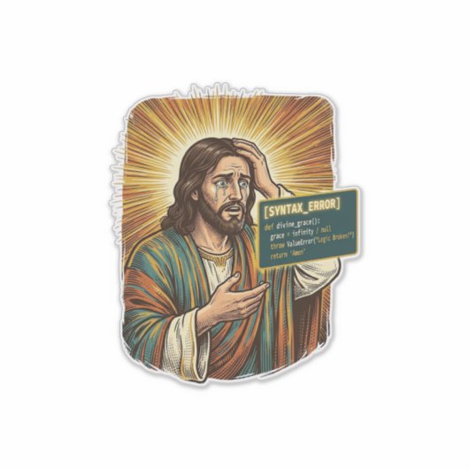 Huilende Jezus Syntaxisfout Codeur Programmeur Sof Sticker (Voorkant)