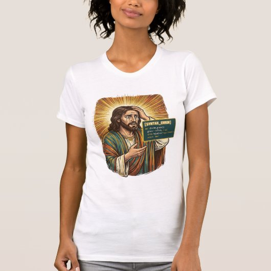 Huilende Jezus Syntaxisfout Codeur Programmeur Sof T-shirt (Voorkant)