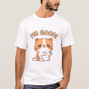 Huilende kat maar glimlach duim omhoog het gaat go t-shirt