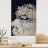 Huilende kat van Louis William Wain Poster (Keuken)