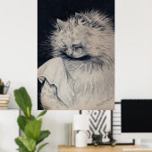 Huilende kat van Louis William Wain Poster (Thuiskantoor)