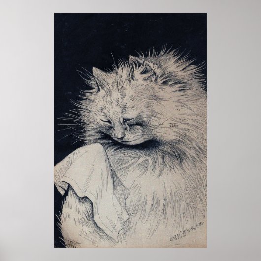 Huilende kat van Louis William Wain Poster (Voorkant)
