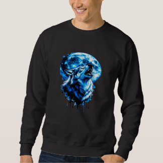 Huilende Maan Wolf Tattoo T-shirt — Blauwe Inkt Dr