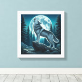 Huilende Wolf Canvas Afdruk (Insitu (Houten vloer))