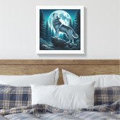 Huilende Wolf Canvas Afdruk (Insitu (Slaapkamer))