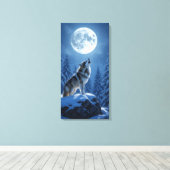 Huilende Wolf Canvas Afdruk (Insitu (Houten vloer))