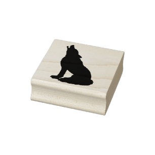 Huilende Wolf Dier Rubber Stamp Rubberstempel