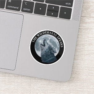 Huilende Wolf en Maan Sticker