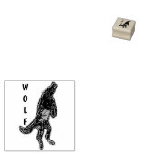 Huilende wolf geëtst 	rubberstempel (Gestempeld)