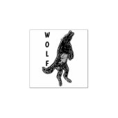Huilende wolf geëtst 	rubberstempel (Afrduk)