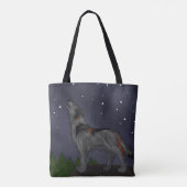 Huilende Wolf (Grijs) Tote Bag (Achterkant)