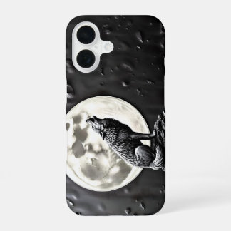 huilende wolf hondachtige volle maan iPhone 16 hoesje
