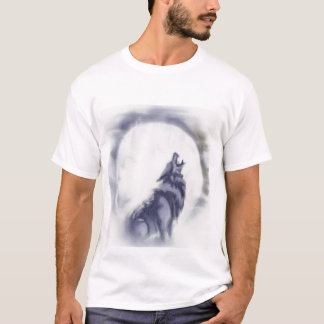 Huilende Wolf in het Maneschijn T-shirt