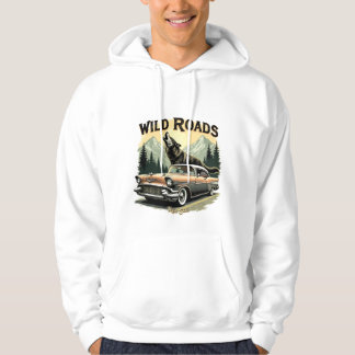 Huilende Wolf Klassieke Vintage Auto Berg Natuur R Hoodie