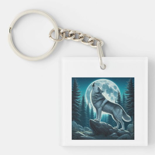 Huilende Wolf Sleutelhanger (voorkant)