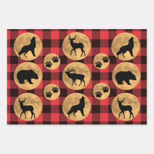 Huilende Wolf Volle Maan Herten Elk Beer Inpakpapier Vel