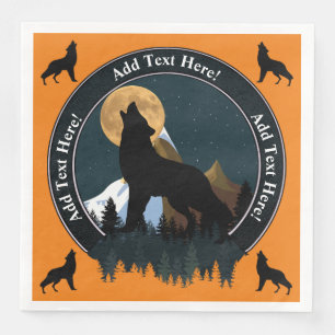Huilende Wolf Volle Maan Papier Servet
