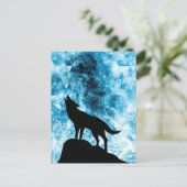 Huilende Wolf Winter sneeuwige blauwe rook Abstrac Briefkaart (Staand voorkant)