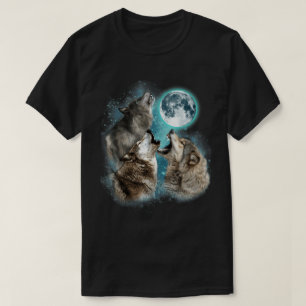 Huilende Wolven Volle Maan Bos Nacht Kunst T-shirt