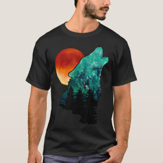 Huilende wolven voor mannen Wolf huilen bij maan T-shirt